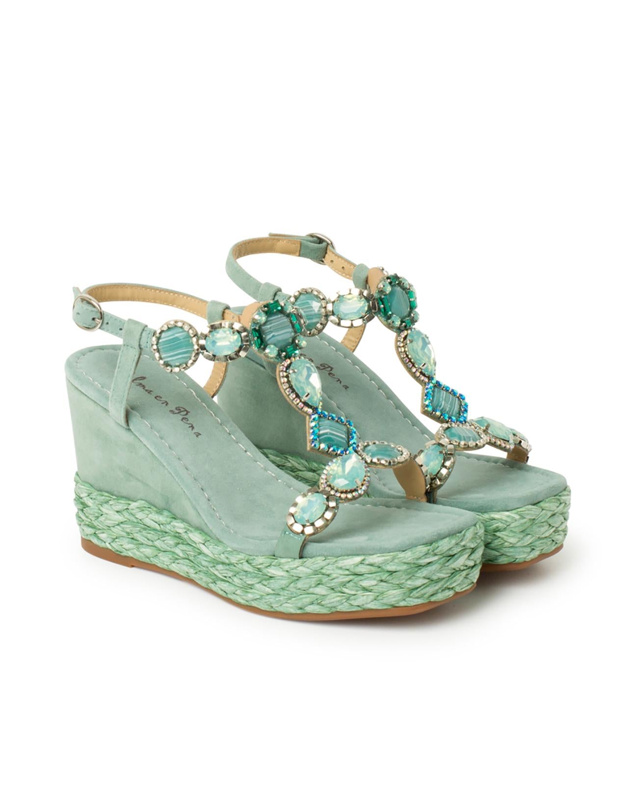 alma-en-pena-keilsandale-jade-mit-raffia-und-strass-8-cm image 3