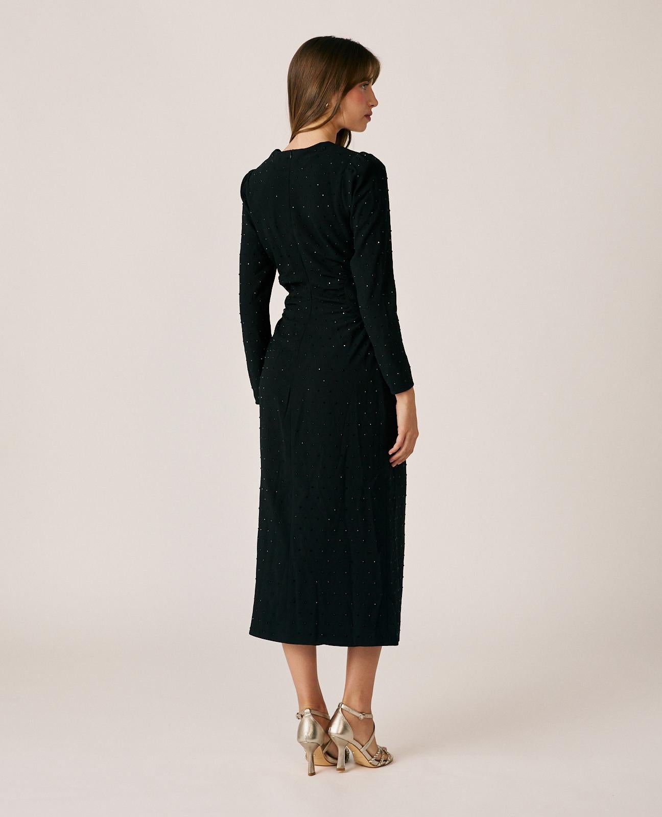alma-en-pena-stretch-crepe-midikleid-schwarz-glitzer image 7