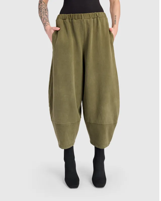 alembika-forme-laternenhose-oliv-cropped-baumwolle image 1
