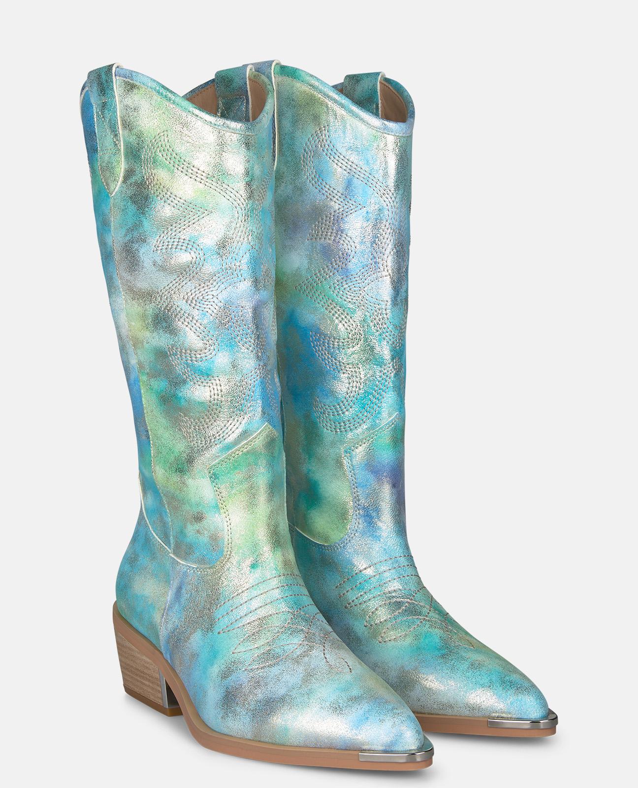 alma-en-pena-special-cowboy-boot-blau-metallic-detail-5-cm-absatz-35-cm-schaft image 2