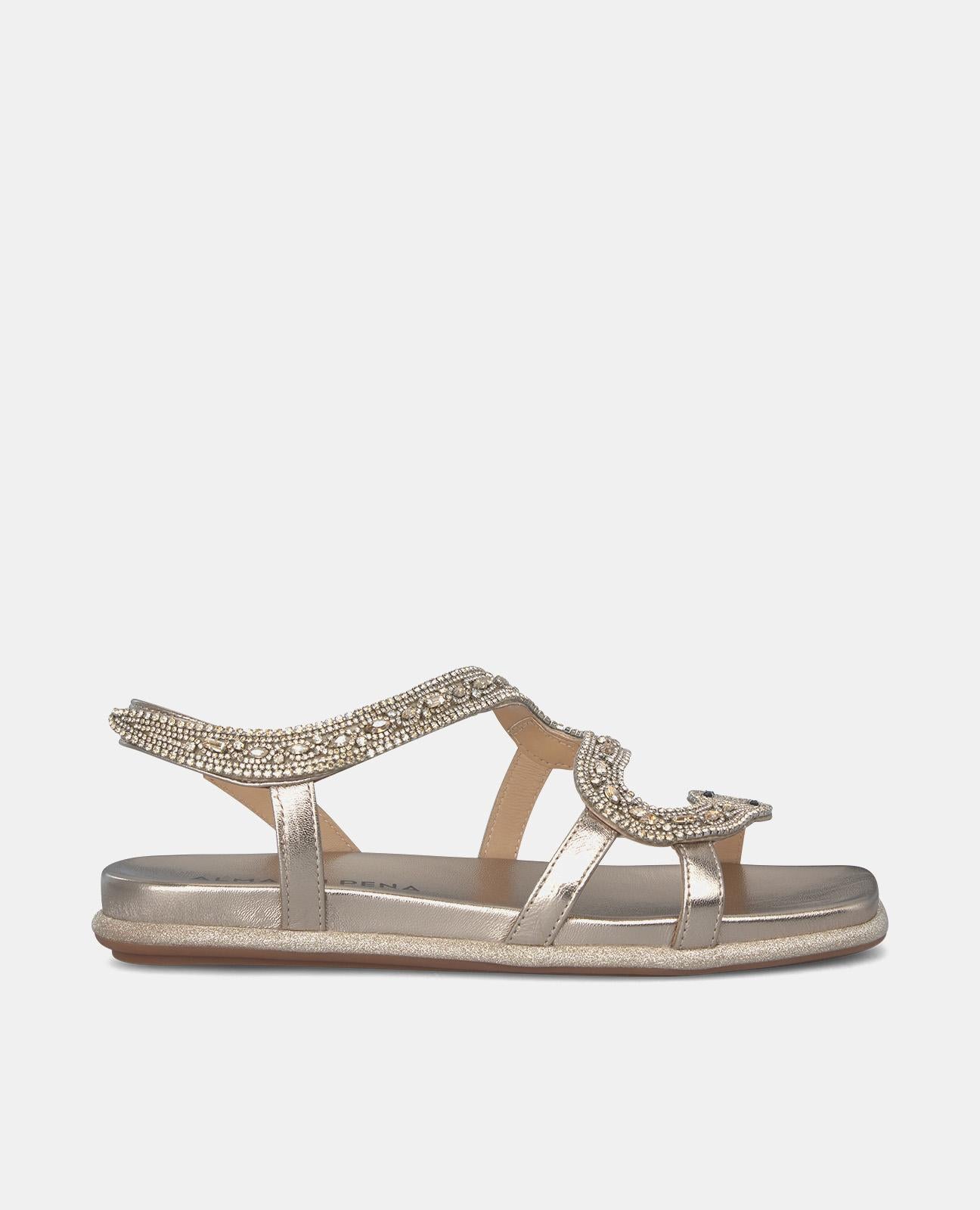 alma-en-pena-flache-sandalen-bronze-schlangen-strass-1-cm image 1