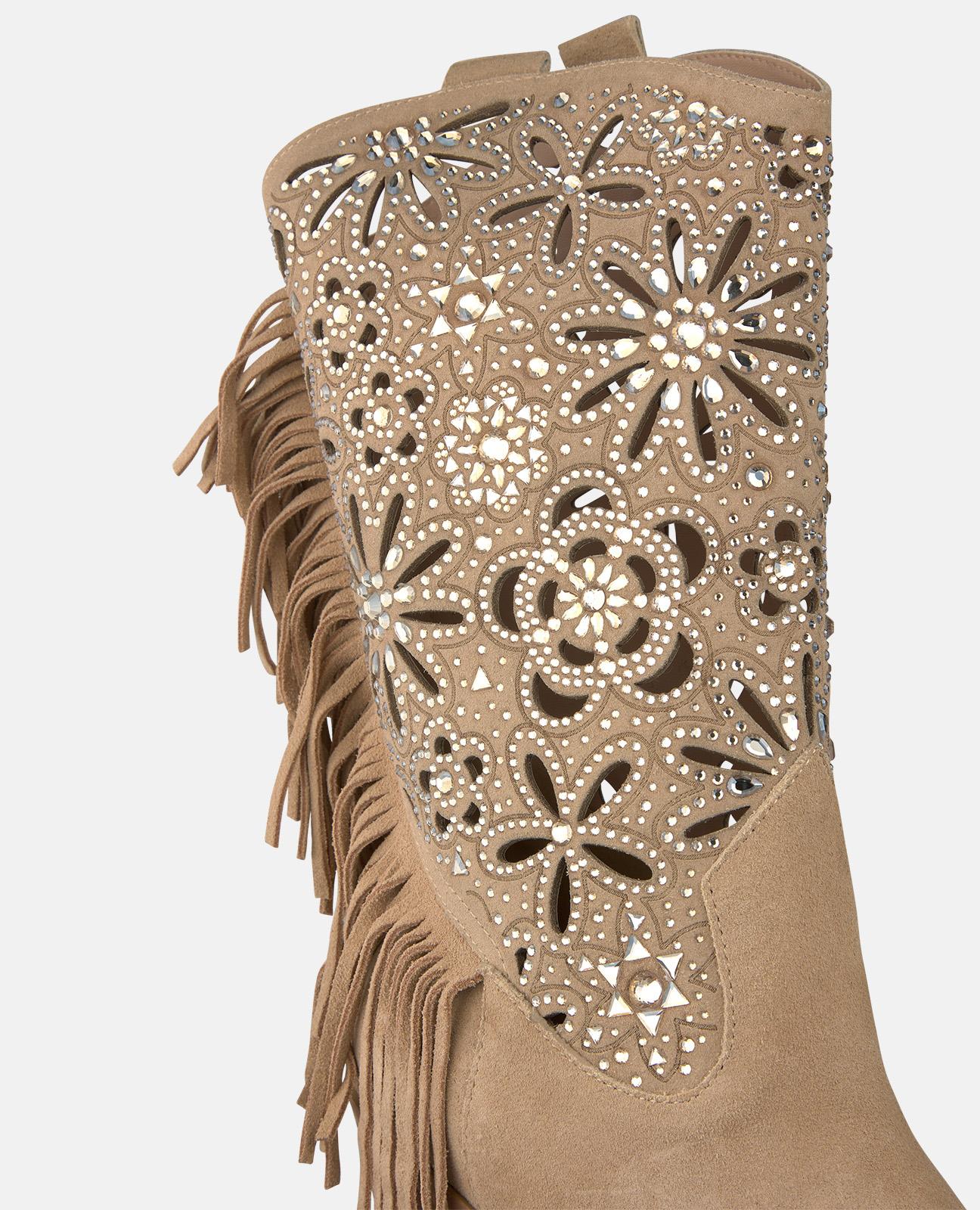 alma-en-pena-cowboy-stiefel-mit-fransen-und-glitzer-sand-7-cm-absatz image 4