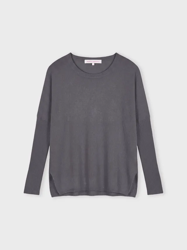 absolut-astrid-poncho-pullover-damen-kaschmir-rundhals-dunkelgrau image 1
