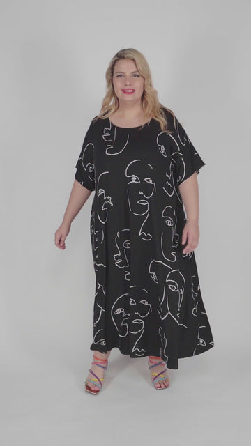 alembika-ayla-trapeze-midi-kleid-faces image 3