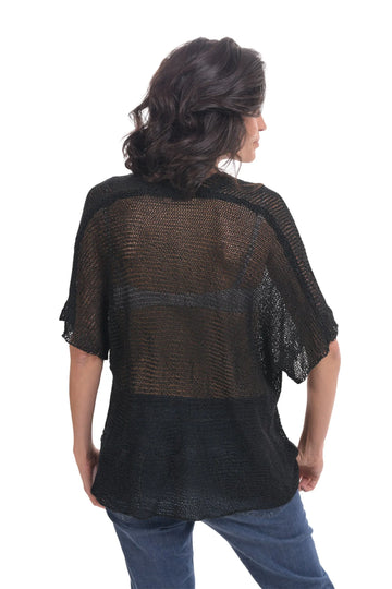 alembika-luxe-cardigan-schwarz-kurzarm-strickjacke image 2