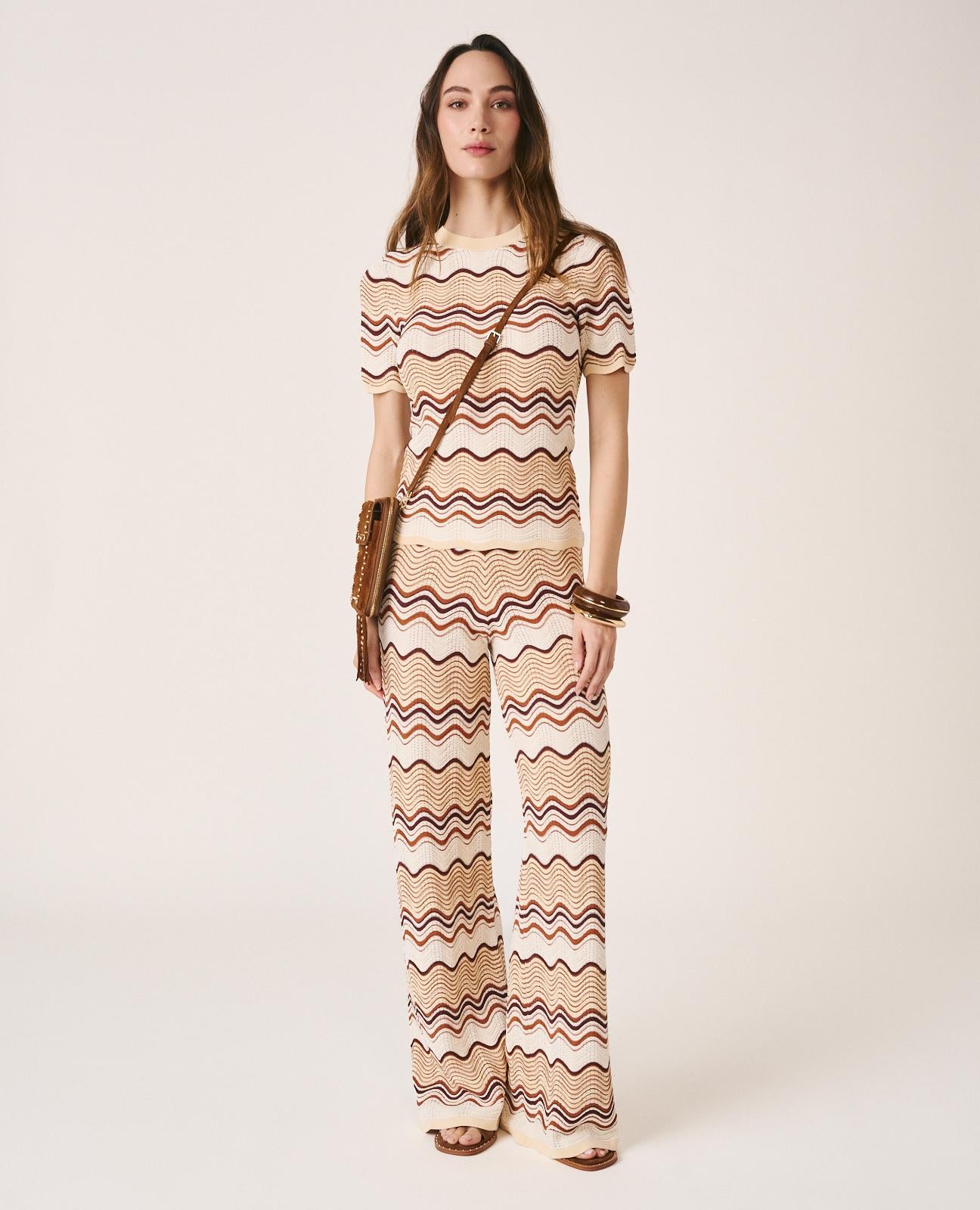 alma-en-pena-buntes-strick-top-mit-geometrie-muster-kurzarm-top image 2