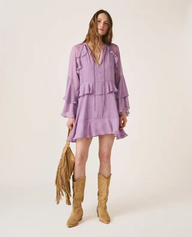 alma-en-pena-flared-sleeve-mini-kleid-lavendel-chiffon image 1