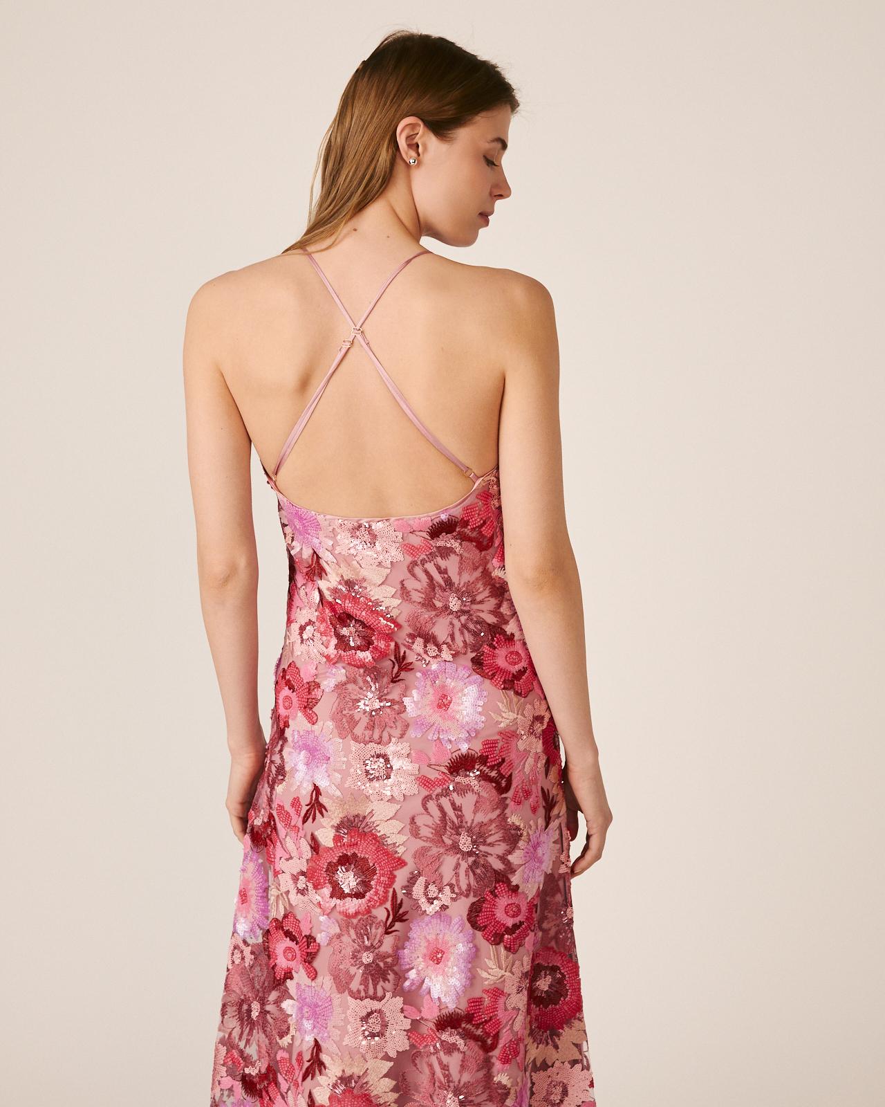 alma-en-pena-pailletten-midikleid-floral-fuchsia image 8
