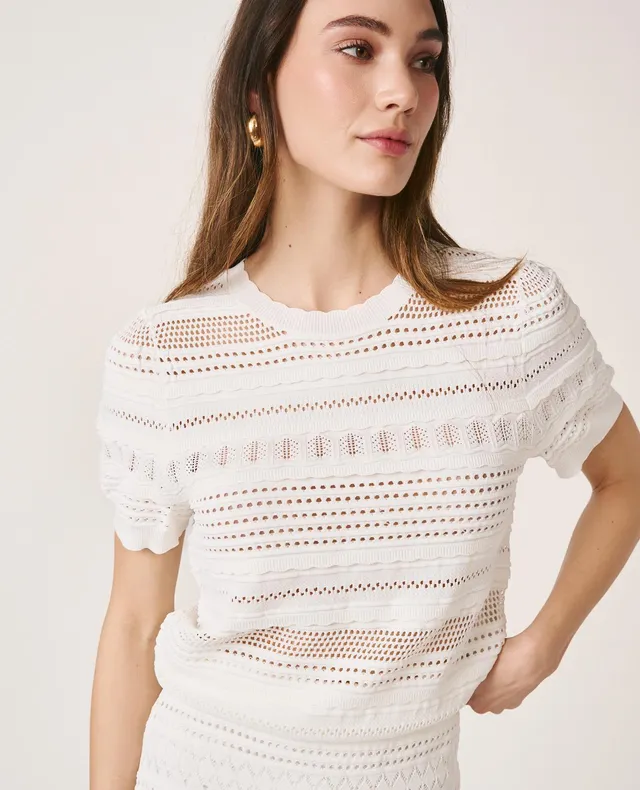 alma-en-pena-stricktop-mit-puff-rmeln-wei image 1