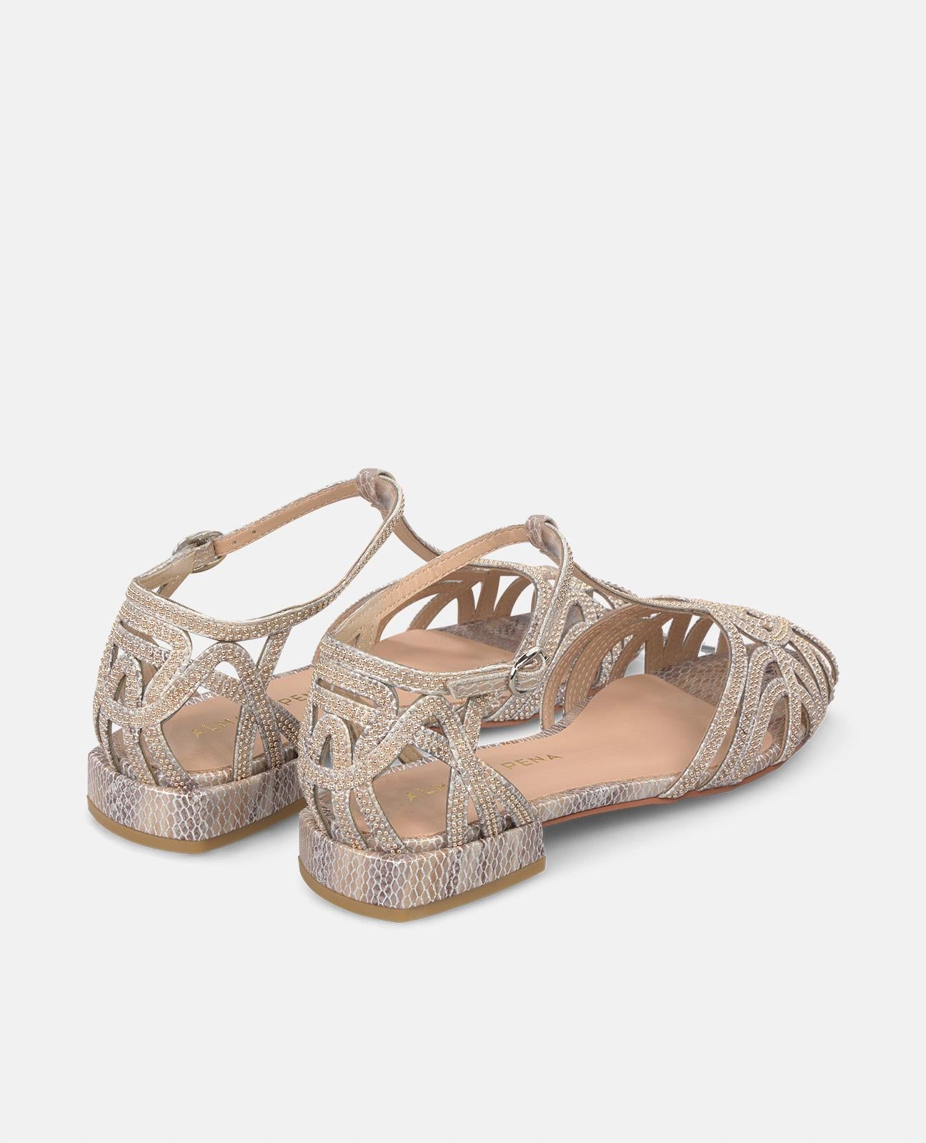 alma-en-pena-clogs-mit-strass-details-bronze-flache-sandale image 3