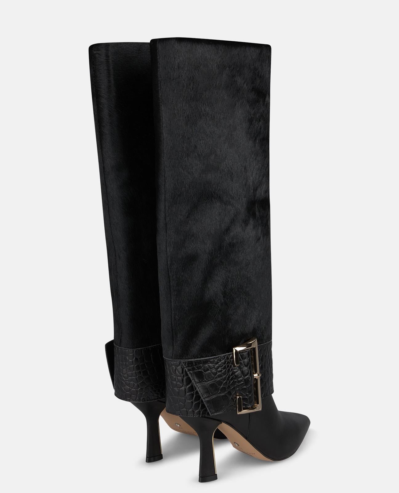 alma-en-pena-leder-stiefel-schwarz-fell-animal-print-8-5-cm image 3