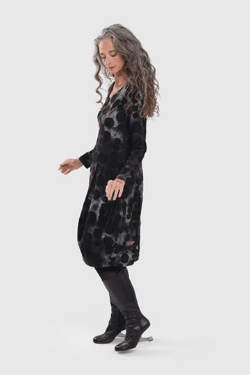 alembika-echo-cocoon-kleid-smoke-jacquard image 2