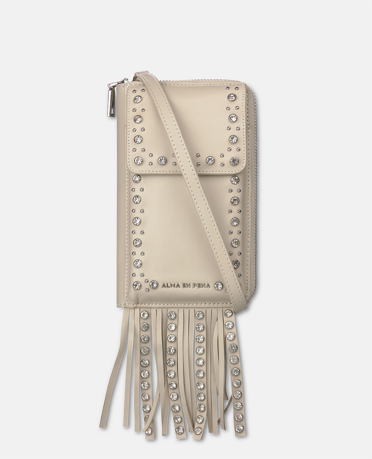 alma-en-pena-natalia-rhinestone-clutch-bag-leder-crossbody-grau image 1