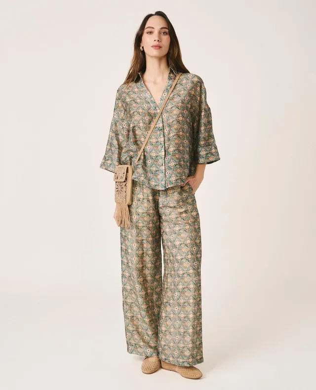alma-en-pena-hose-lang-mit-geometrie-print-blau image 1