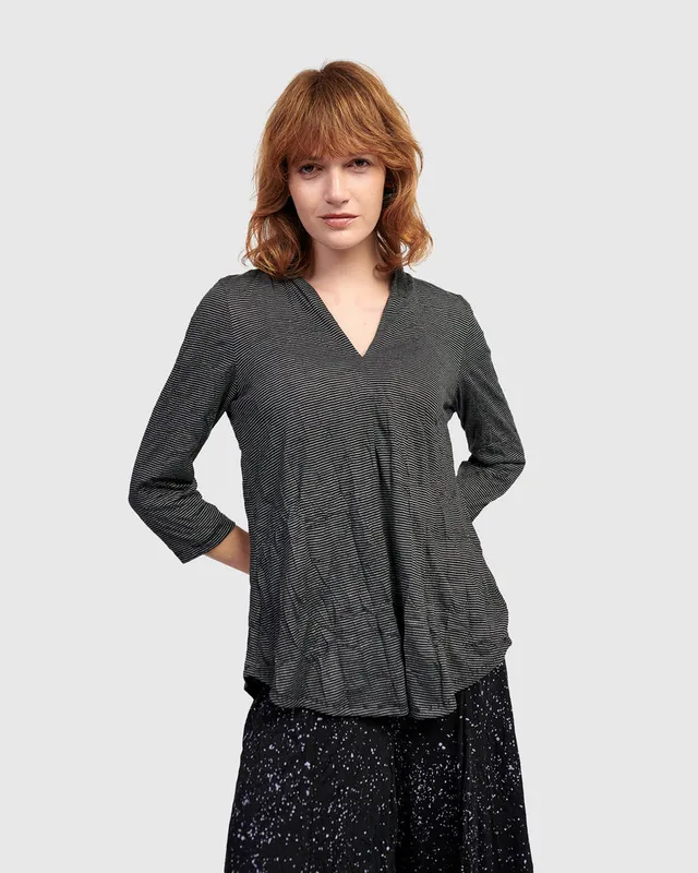 alembika-clarke-v-neck-top-shirt-pinstripes image 1