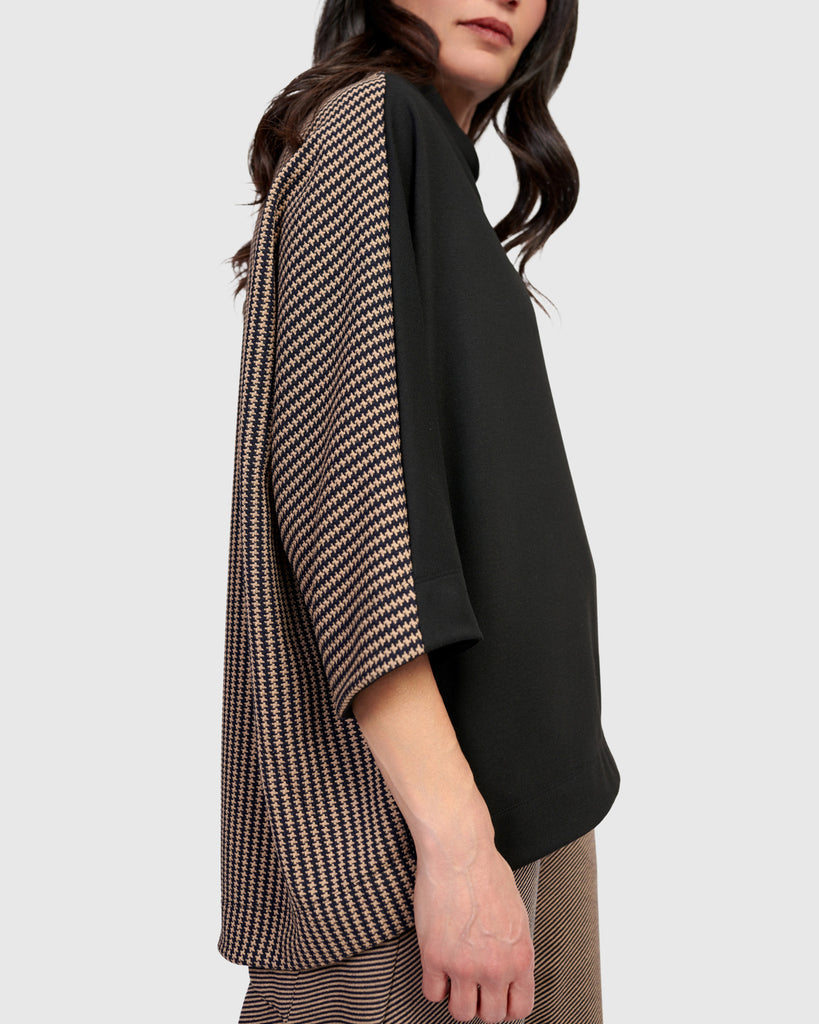 alembika-sheffield-pullover-chocolate-damen-boxy-top-mit-trichterkragen image 1