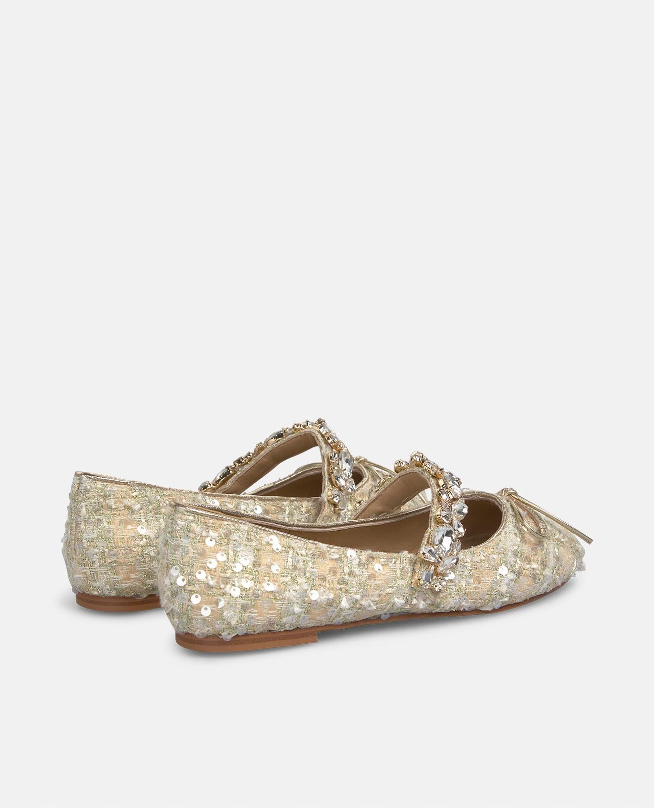 alma-en-pena-tweed-ballerina-gold-mit-strass-0-5-cm image 3