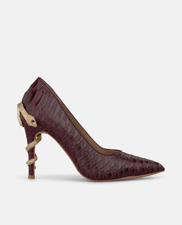 alma-en-pena-leder-pumps-snake-print-10-cm-stiletto-bordeaux image 1