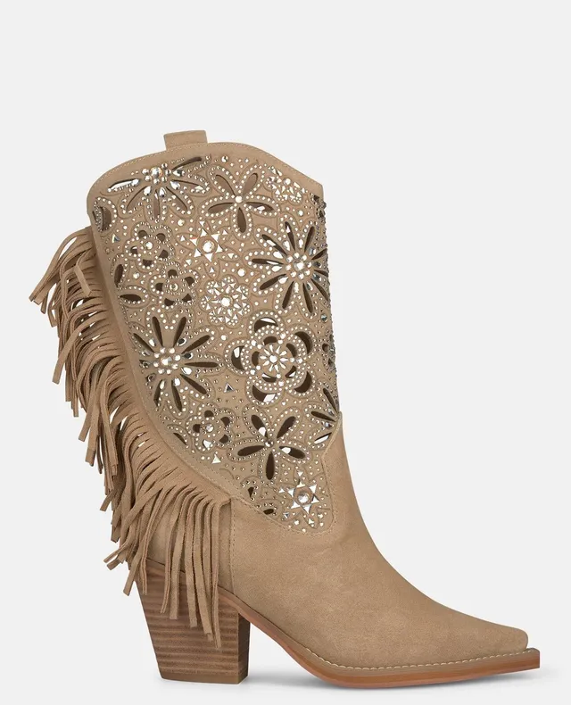 alma-en-pena-cowboy-stiefel-mit-fransen-und-glitzer-sand-7-cm-absatz image 1