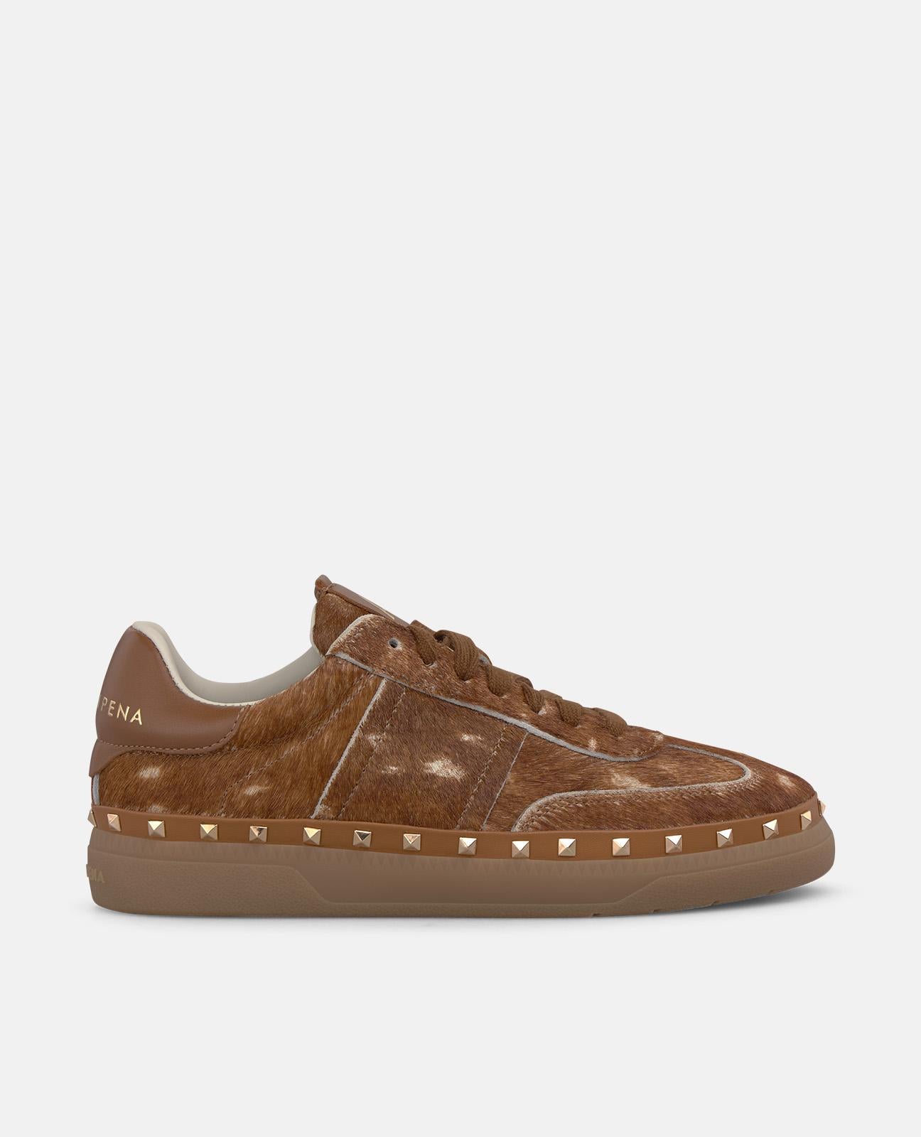alma-en-pena-sneaker-mit-metallic-nieten-fell-gef-ttert-camel image 1