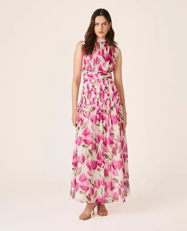 alma-en-pena-langes-blumenkleid-stehkragen-rosa image 1