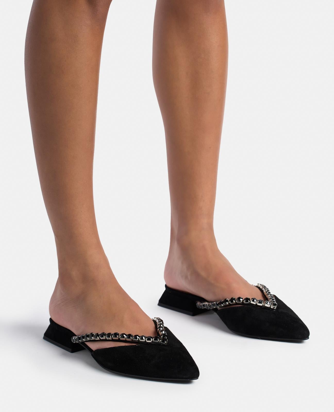 alma-en-pena-flat-shoe-with-straps-mules-spitze-strass-schwarz-2-cm image 4