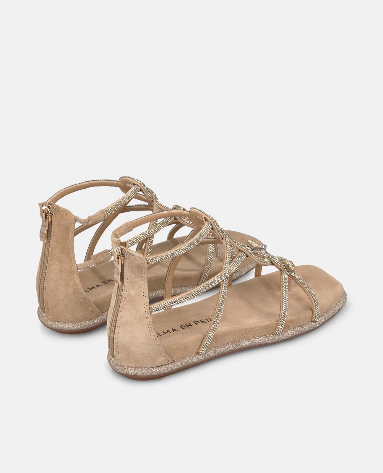 alma-en-pena-flache-riemchen-sandalen-arena-strass-2-cm image 3