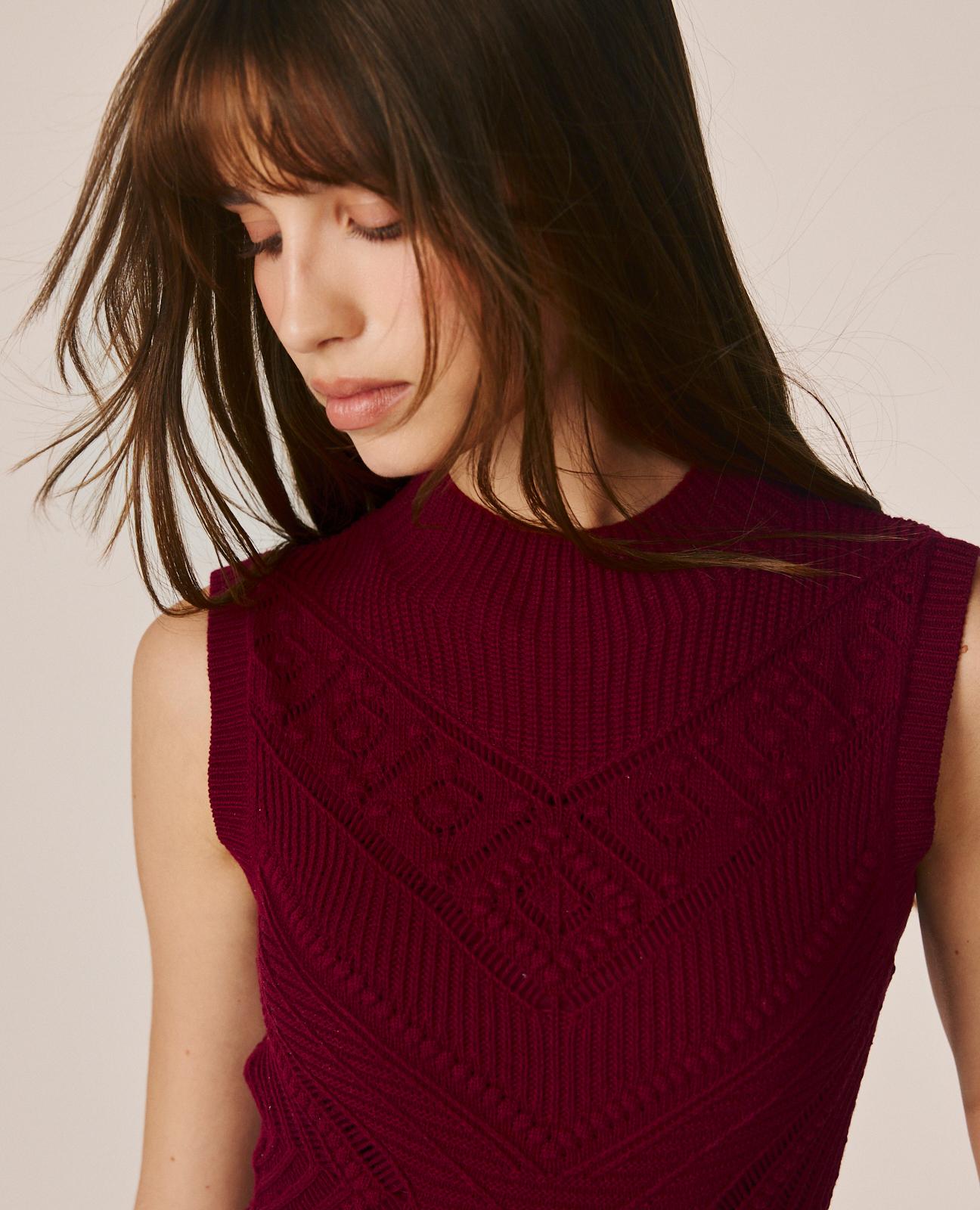 alma-en-pena-openwork-knit-maxikleid-bordeaux-100-baumwolle image 5