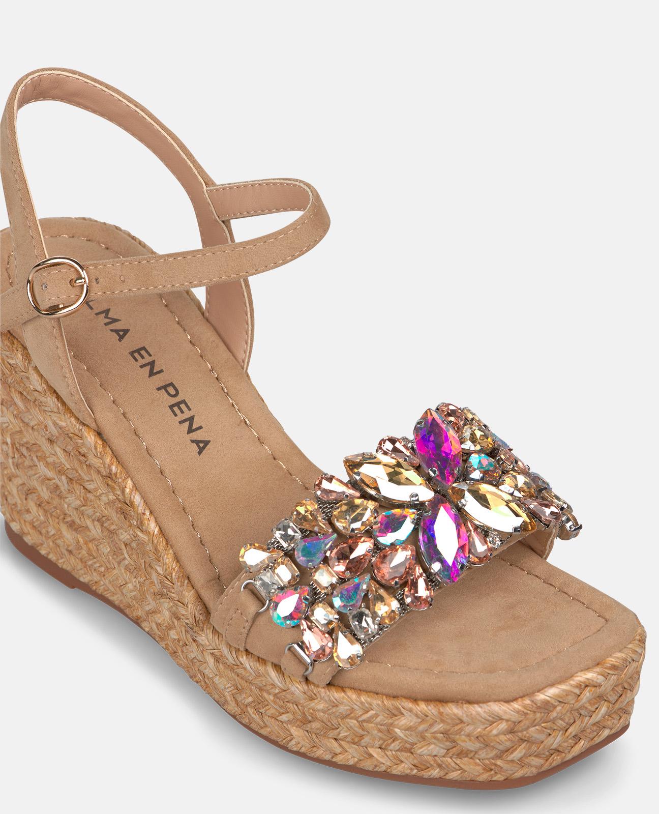 alma-en-pena-espadrille-keilsandale-geflochten-arena-9-cm-keil-mit-blumen-strass image 4