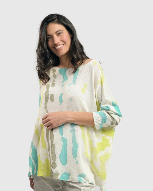 alembika-watercolor-boxy-sweater-lagoon-leinen-pullover image 1