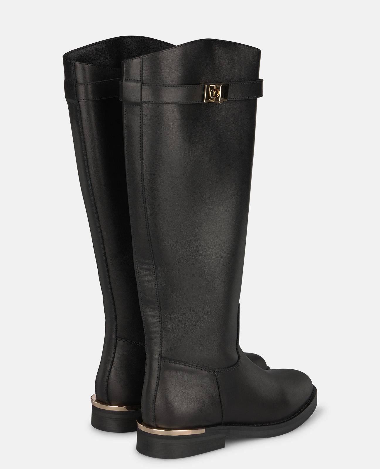 alma-en-pena-flat-napa-leather-boots-flachstiefel-schwarz-nappa-3-cm-absatz image 3