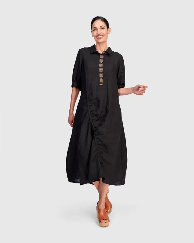 alembika-driftwood-leinenkleid-damen-schwarz image 1