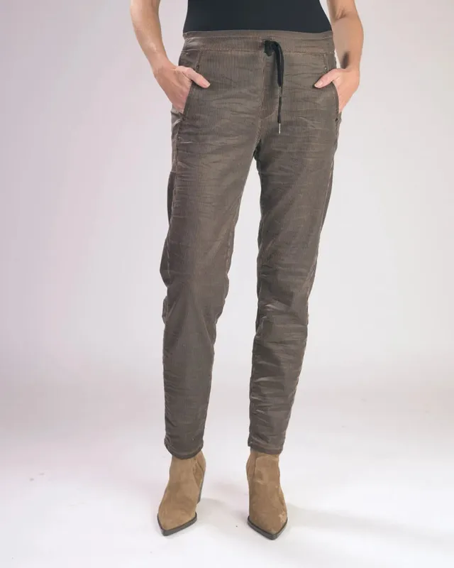 alembika-pinstripe-iconic-stretch-jeans-brown-mid-rise-jeans image 1
