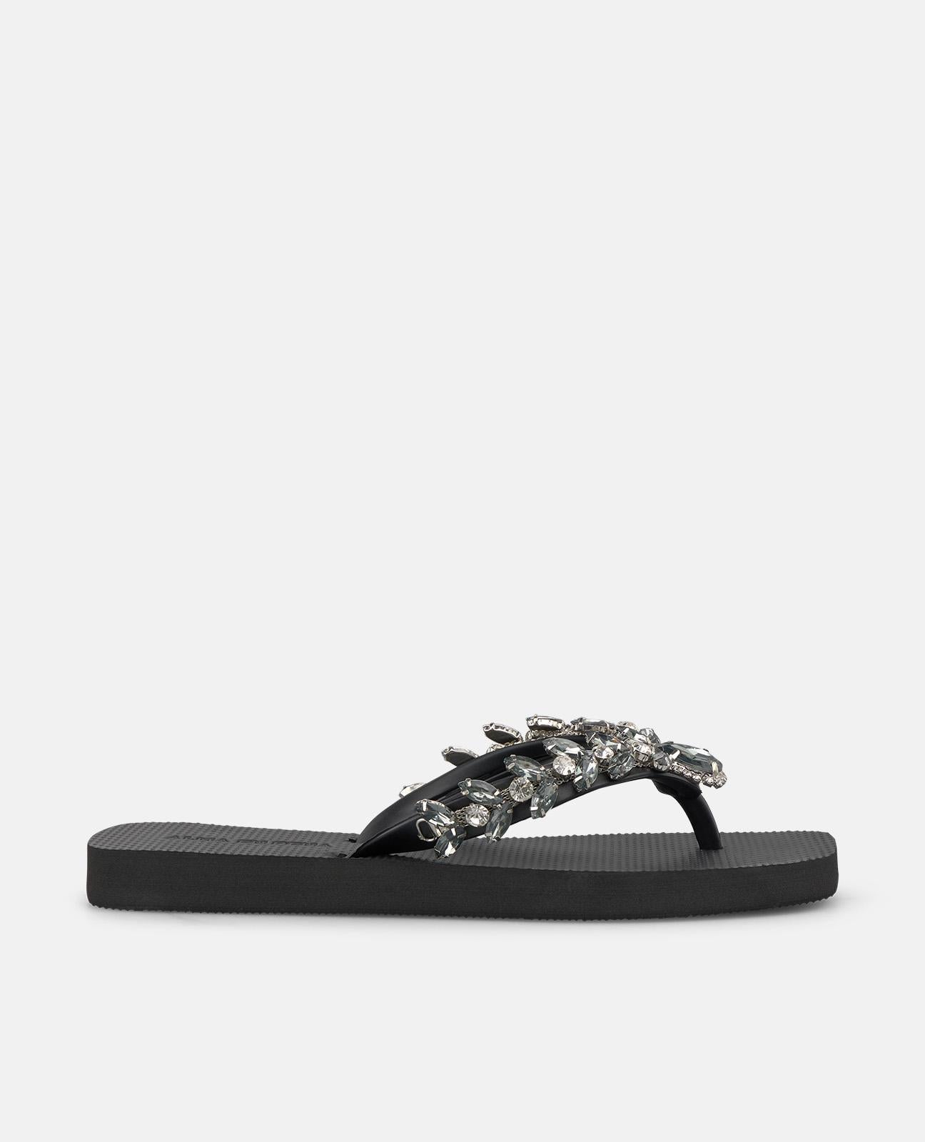 alma-en-pena-t-strap-beach-sandal-damen-flip-flops-schwarz-mit-metall-deko image 1