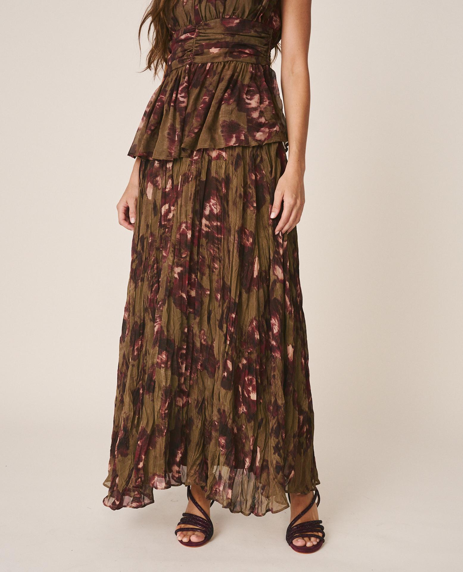 alma-en-pena-long-floral-langer-blumenrock-khaki-krepp image 3
