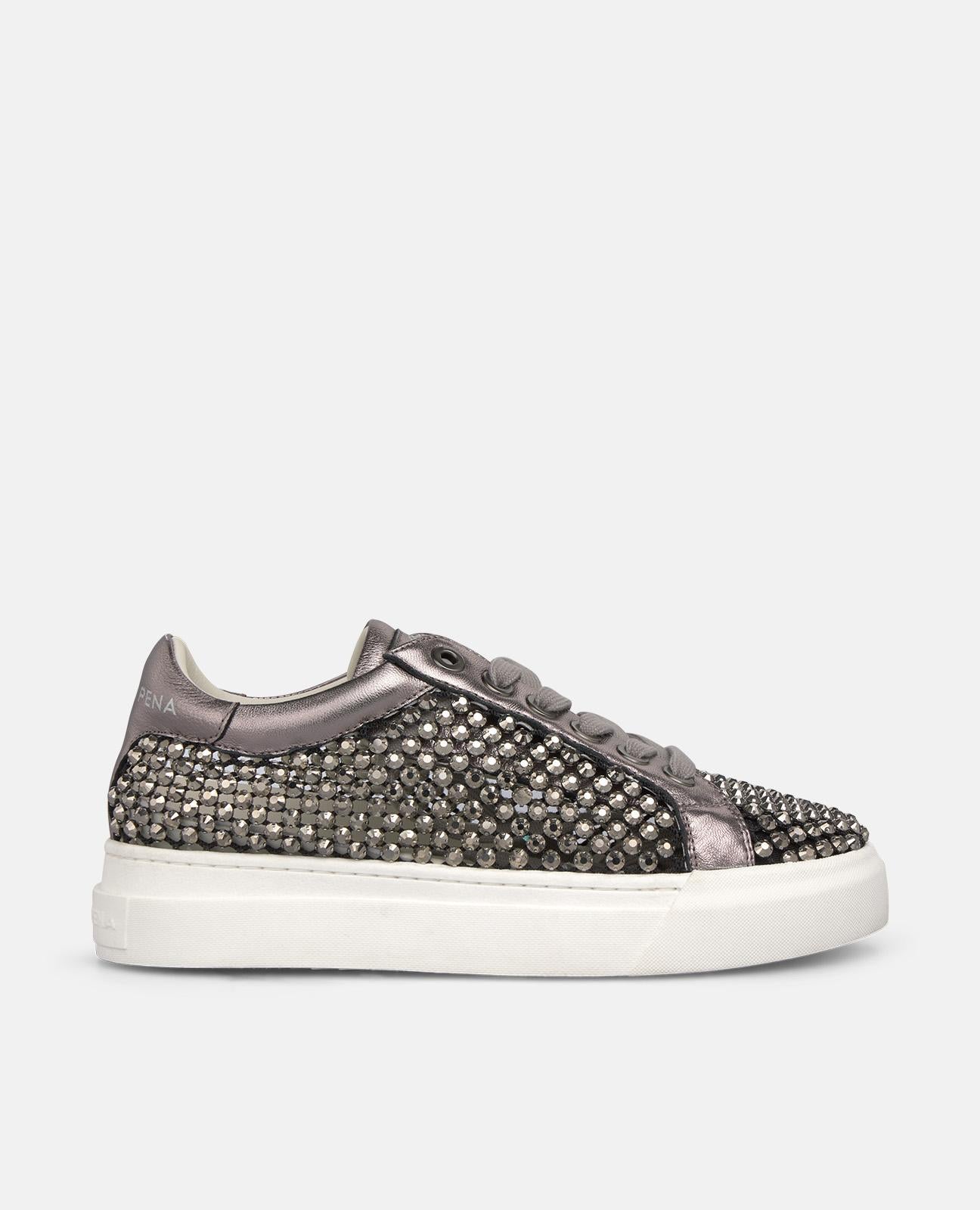 alma-en-pena-sport-sneaker-mit-strass-in-silber-plateau-3-5-cm image 1