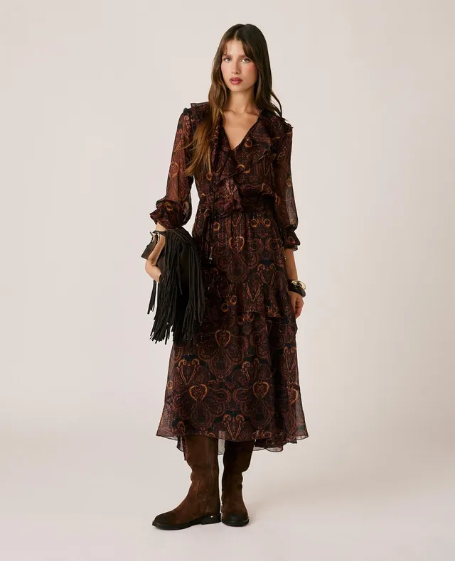 alma-en-pena-chiffon-midikleid-paisley-braun-mit-r-schen image 1