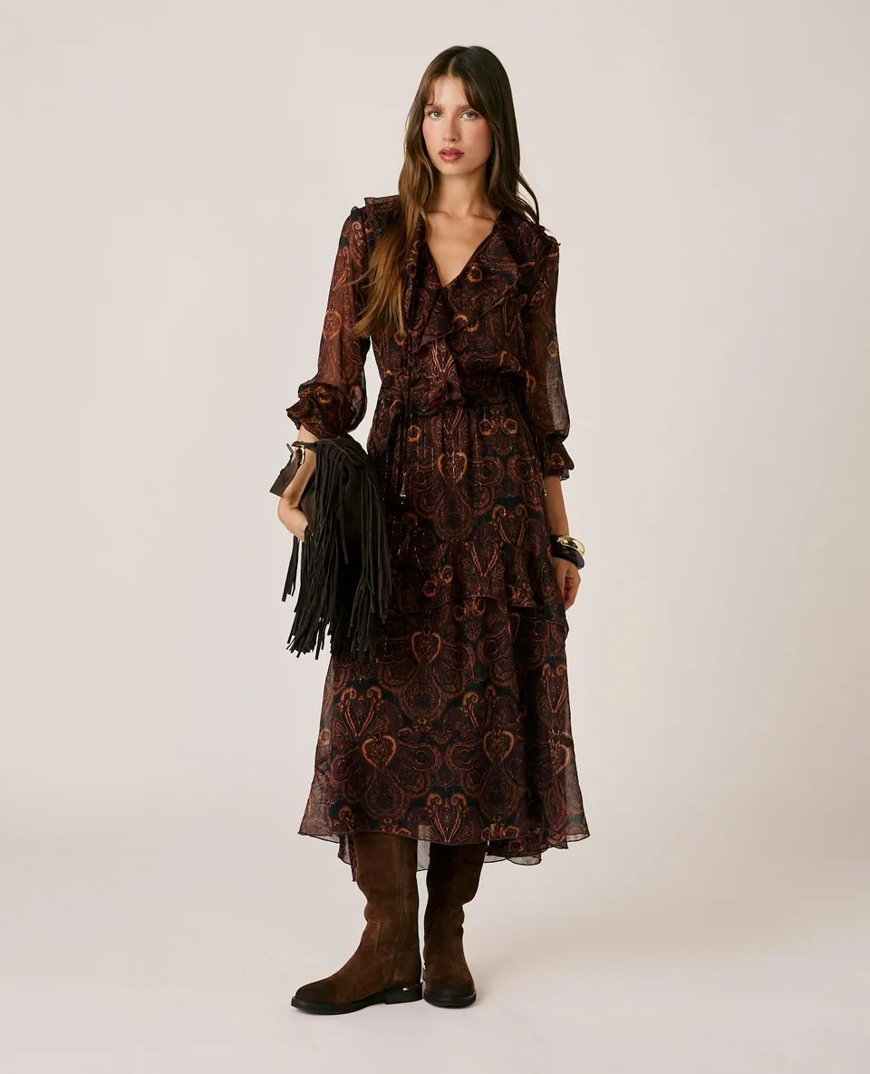 alma-en-pena-chiffon-midikleid-paisley-braun-mit-r-schen image 1