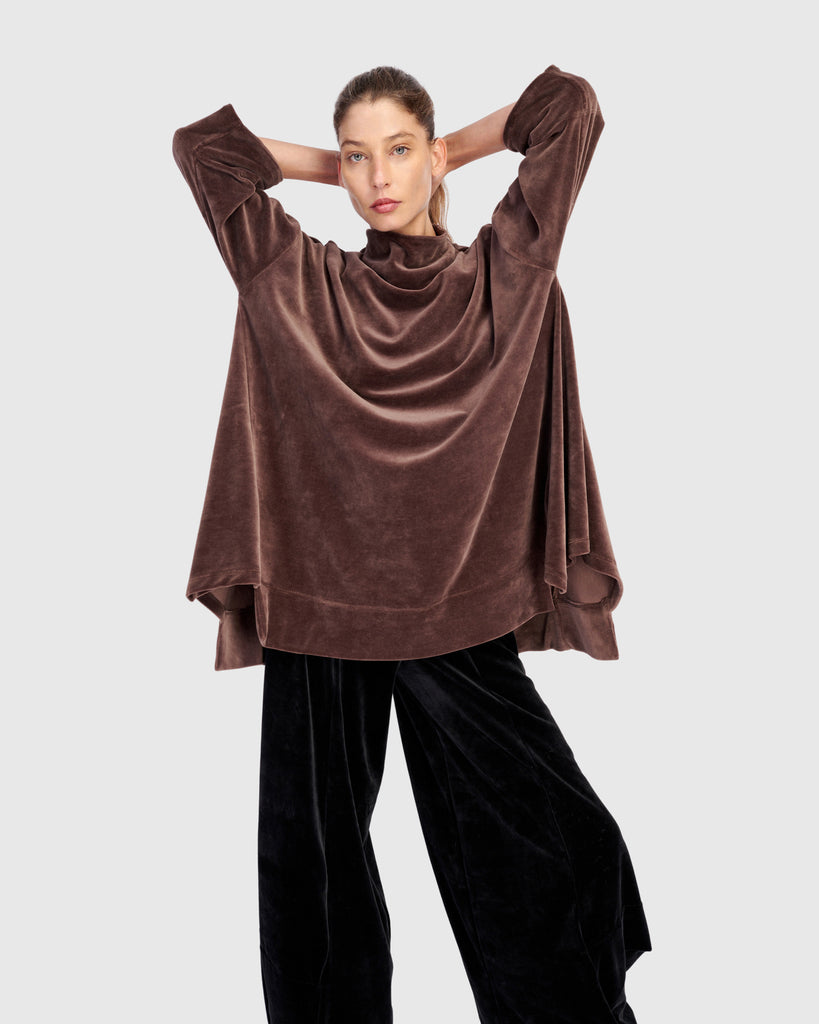 alembika-everyday-velvet-trapeze-top-sepia image 1