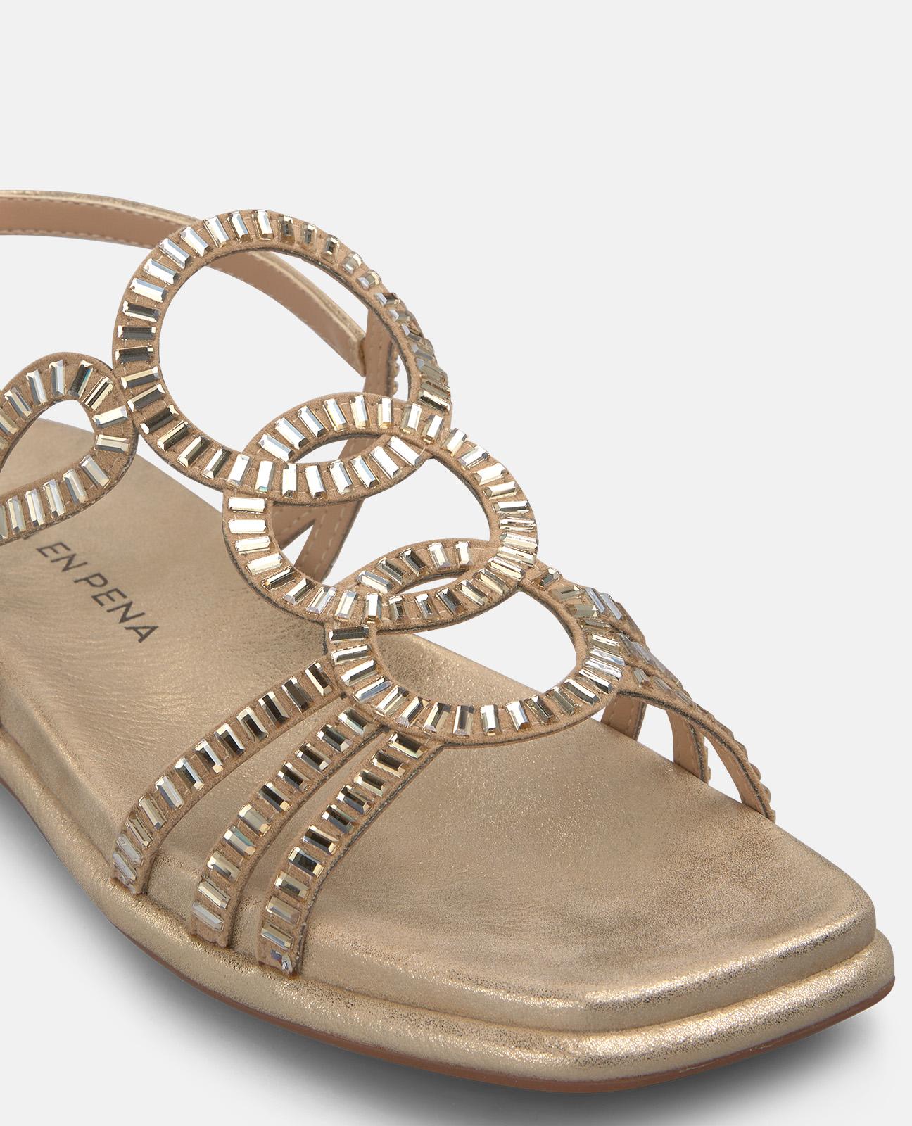 alma-en-pena-sandalen-flach-gold-metallic-riemchen-2-5-cm-plateau image 4