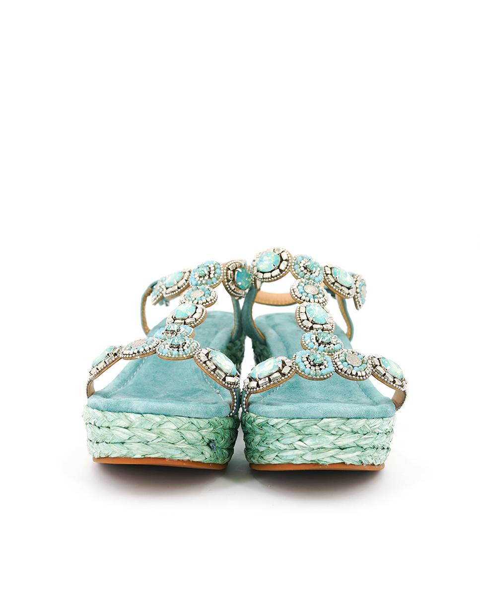 alma-en-pena-keilsandale-gr-n-mit-raffia-und-strass-8-cm image 4