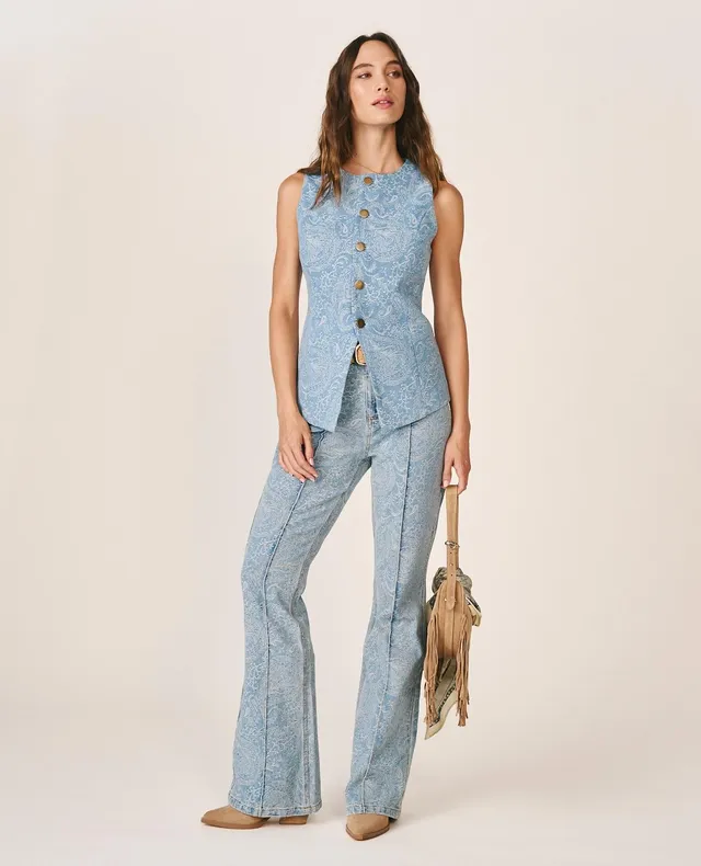 alma-en-pena-paisley-flare-jeans-blau-high-rise image 1