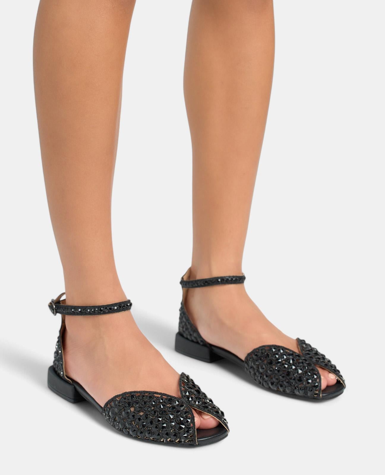 alma-en-pena-bracelet-flache-sandalen-schwarz-mit-strass-2-3-cm image 4