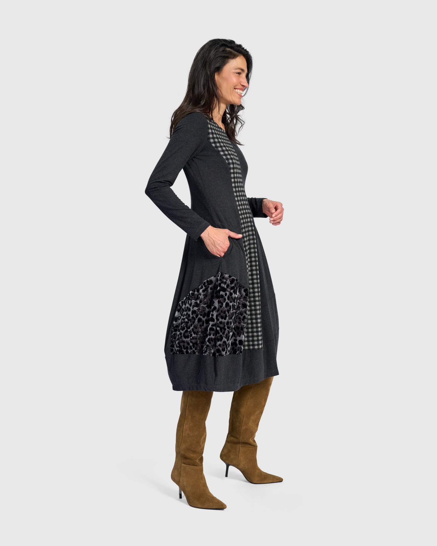 alembika-sterling-dress-grey-mix-damen-midikleid-cocoon image 2