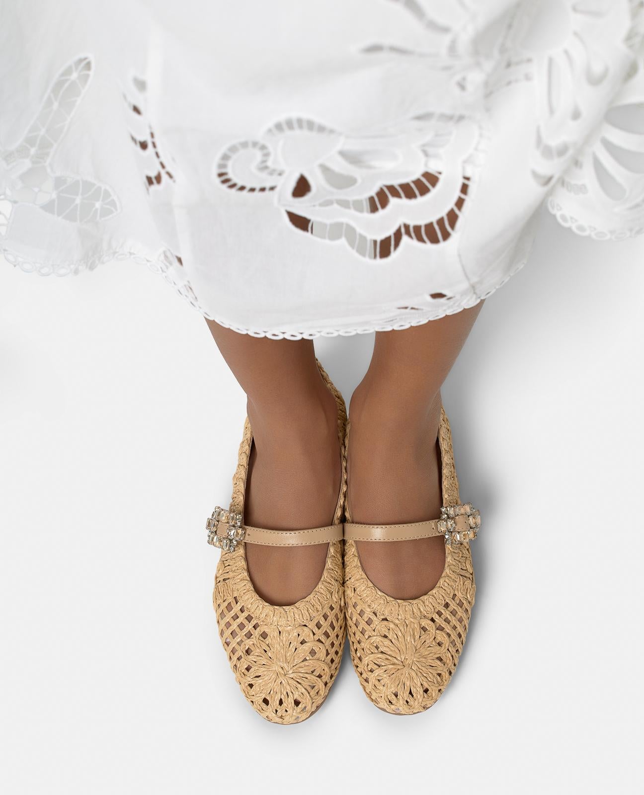 alma-en-pena-rafia-ballerina-spitze-ballerinas-mit-schmuck-schnalle-beige image 6