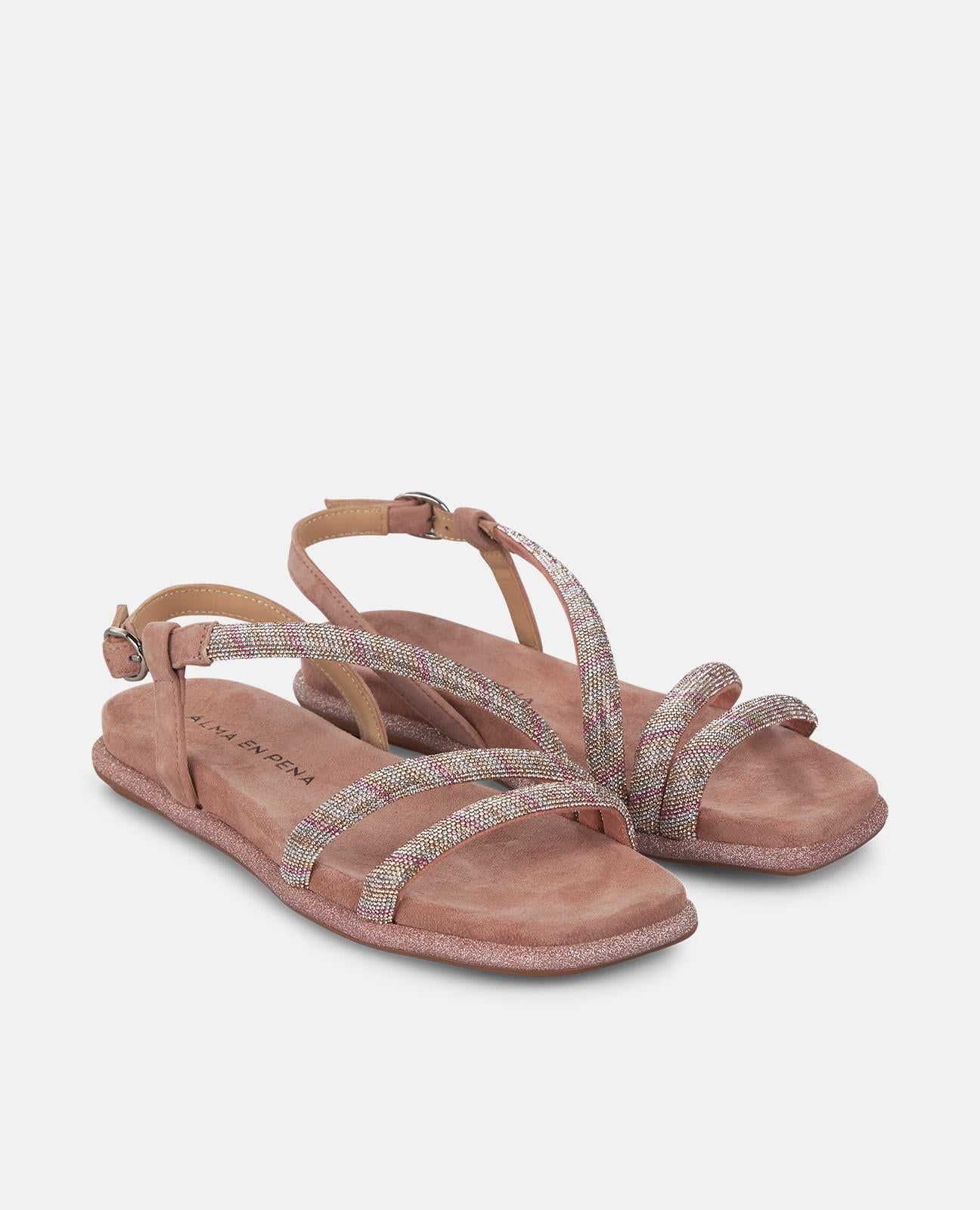 alma-en-pena-flache-bicolor-sandalen-mit-strass-rosa-empolvado-2-cm-absatz image 2