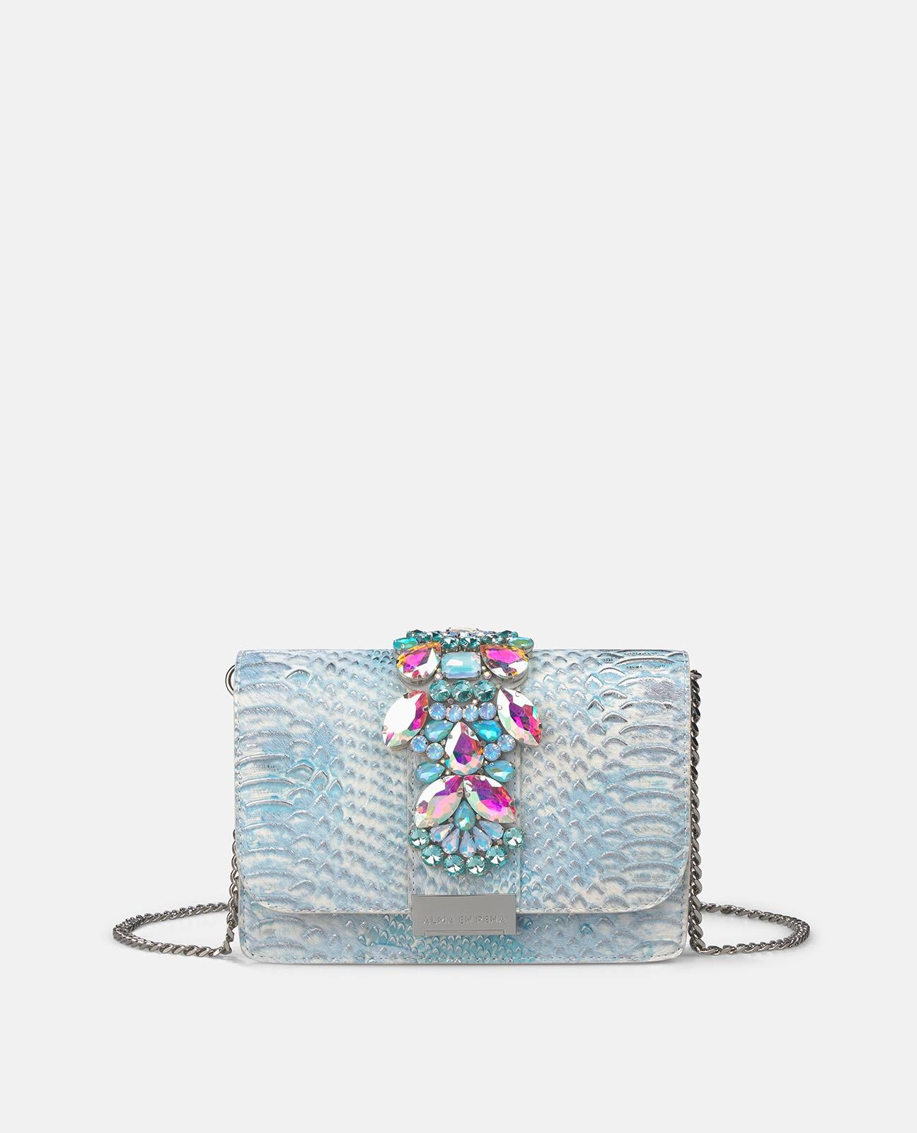 alma-en-pena-clutch-bag-mit-strass-leder-clutch-t-rkis image 1