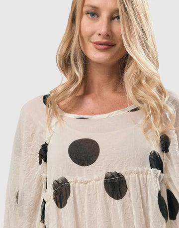 alembika-moon-dot-crinkle-swing-dress-cream-damen-chiffonkleid image 3
