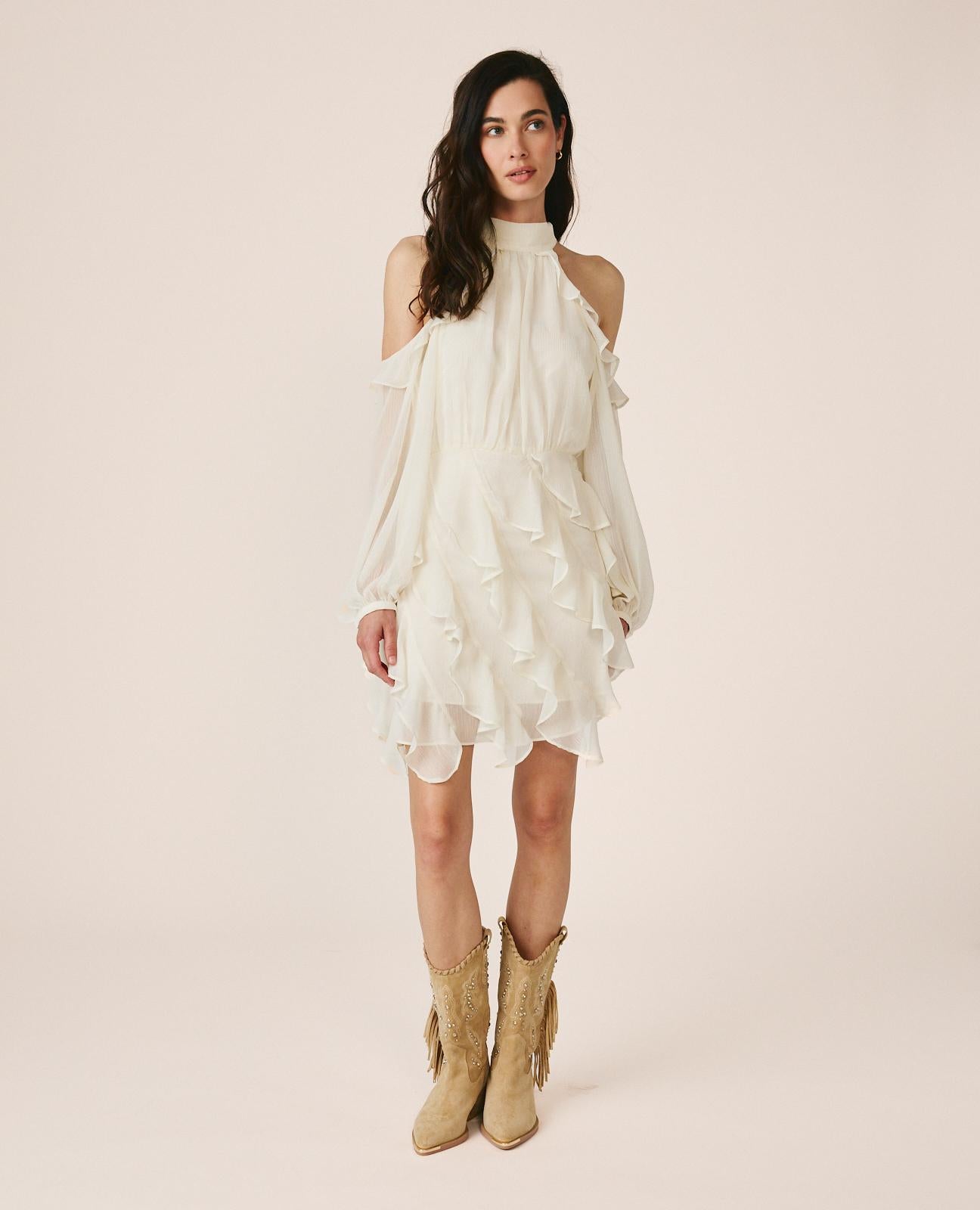 alma-en-pena-neckholder-minikleid-wei-es-chiffonkleid image 3