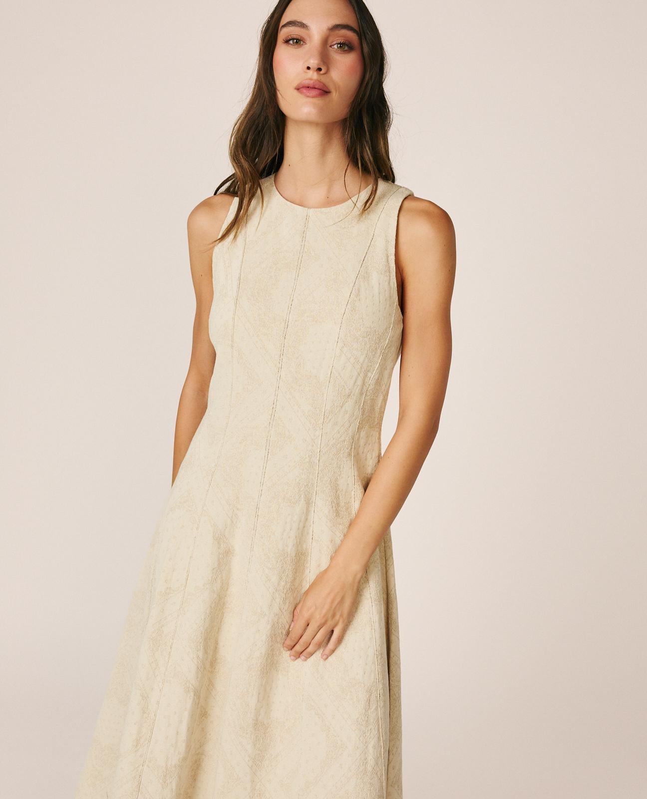 alma-en-pena-long-jacquard-paisley-maxikleid-wei image 4